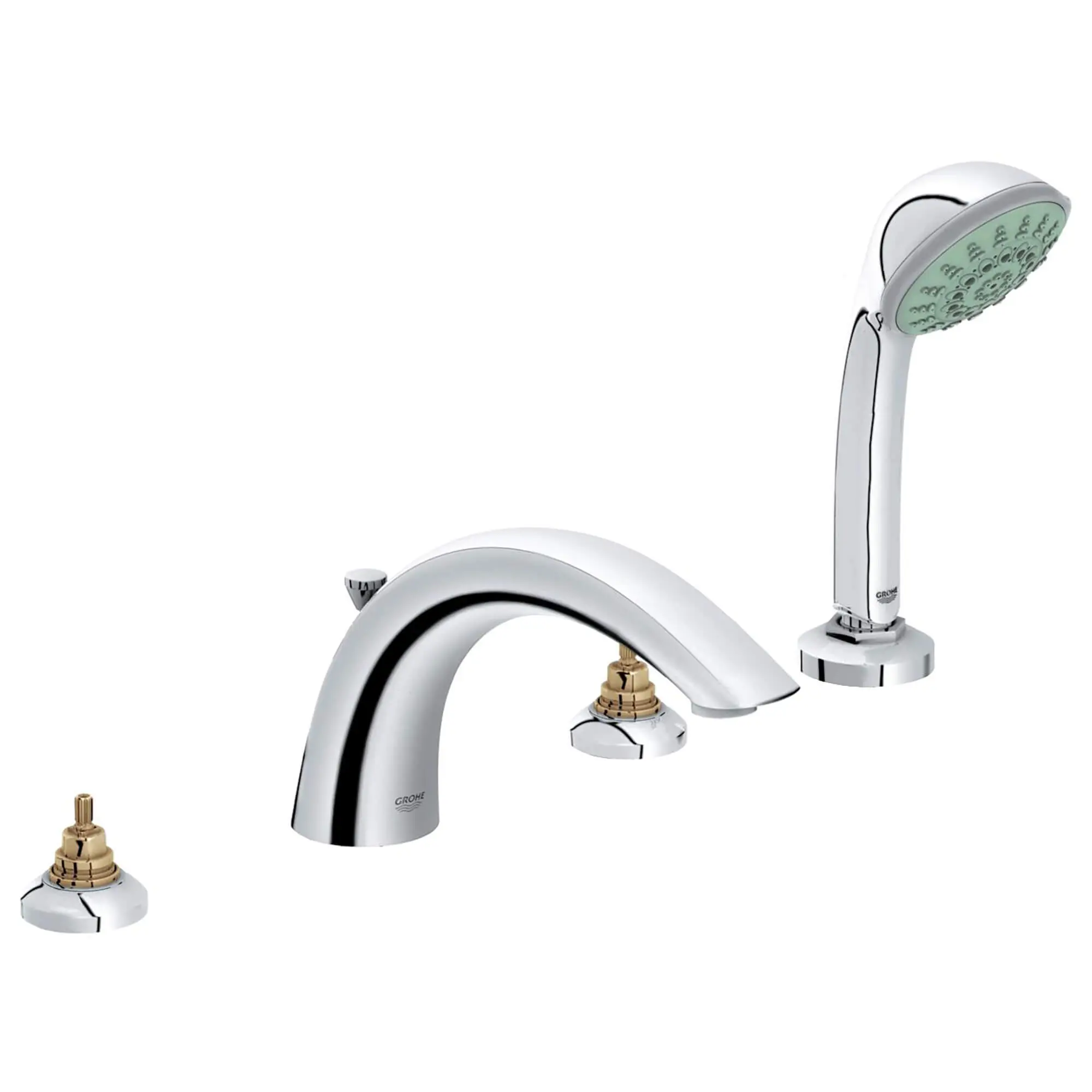 4-Hole 2-Handle Deck Mount Roman Tub Faucet with 2.5 GPM Hand Shower